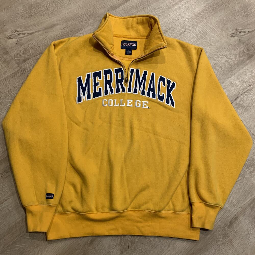 Vintage JanSport Merrimack College Warriors 1/4 Quarter Zip Sweatshirt Men's L